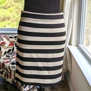 LOFT Black & White Stripe Pencil Skirt Size S